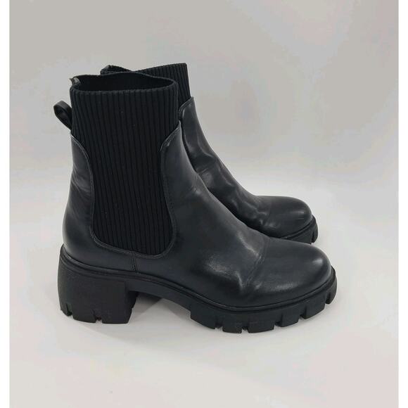 Y2K Chunky Chelsea Combat Boot Steve Madden Size 8 Black Goth Platform Military - Picture 1 of 15